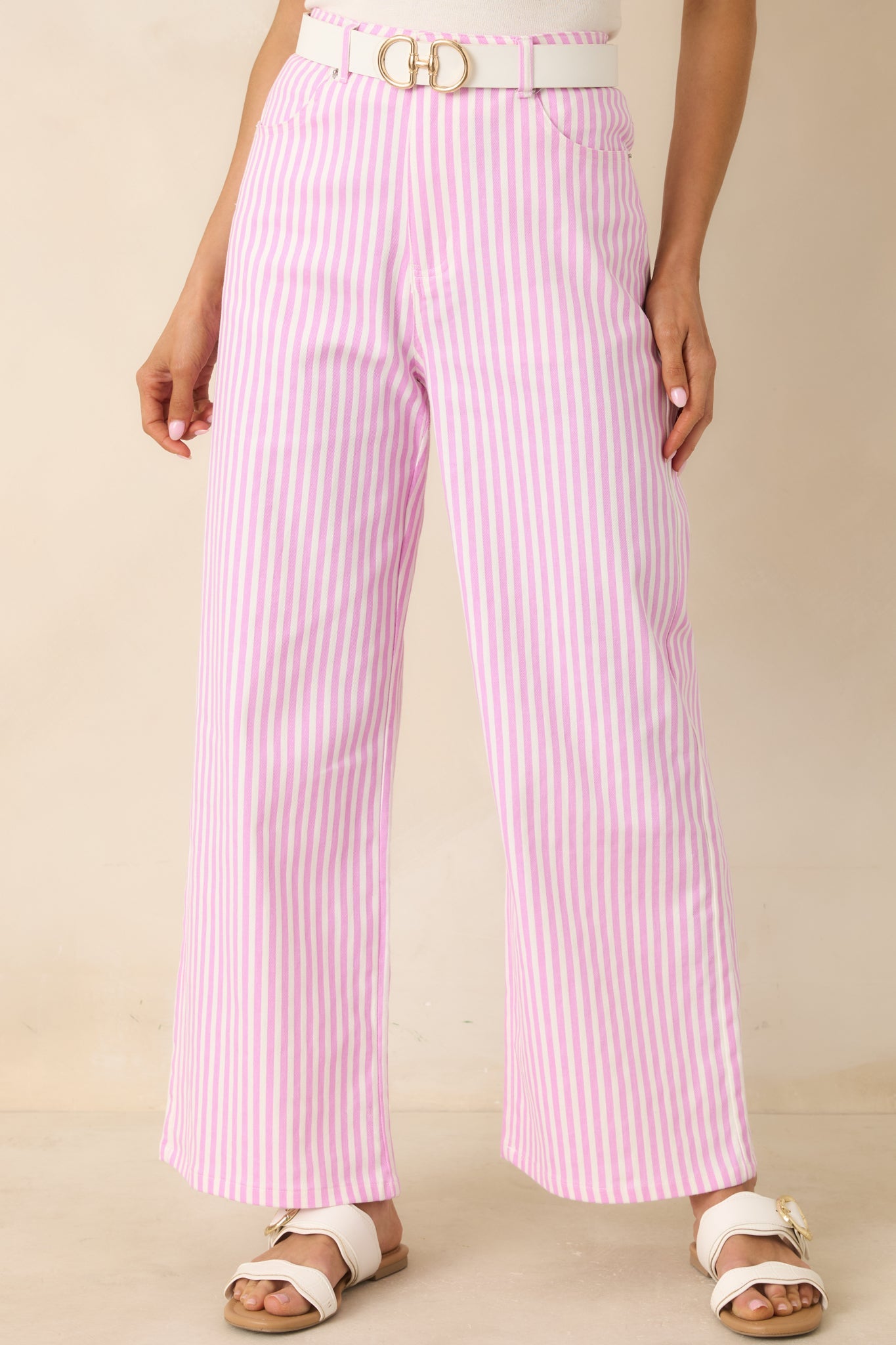 Let's Get Noticed Pink Stripe Cotton Pants