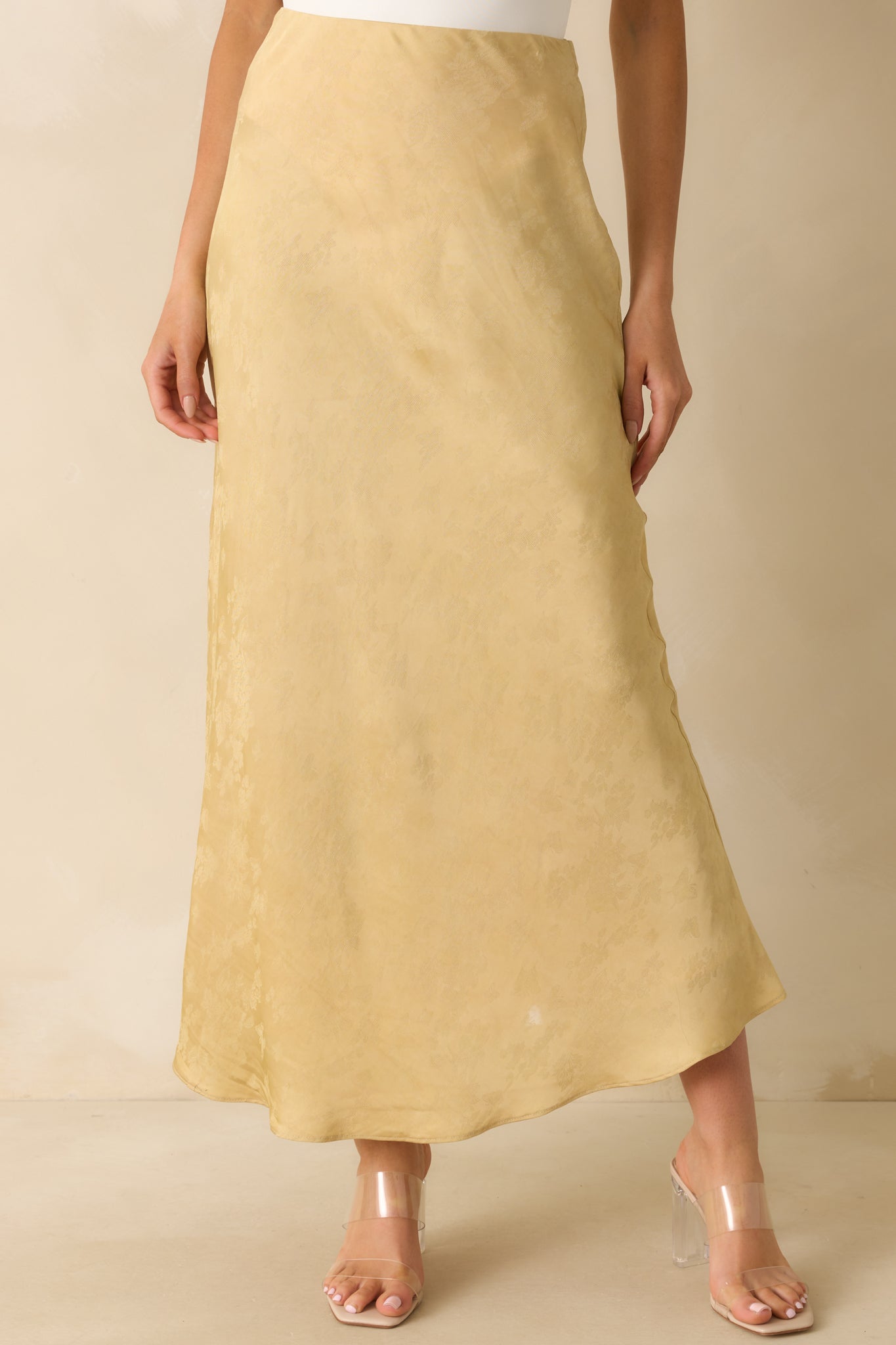 Don't Overthink It Yellow Gold Floral Jacquard Maxi Skirt