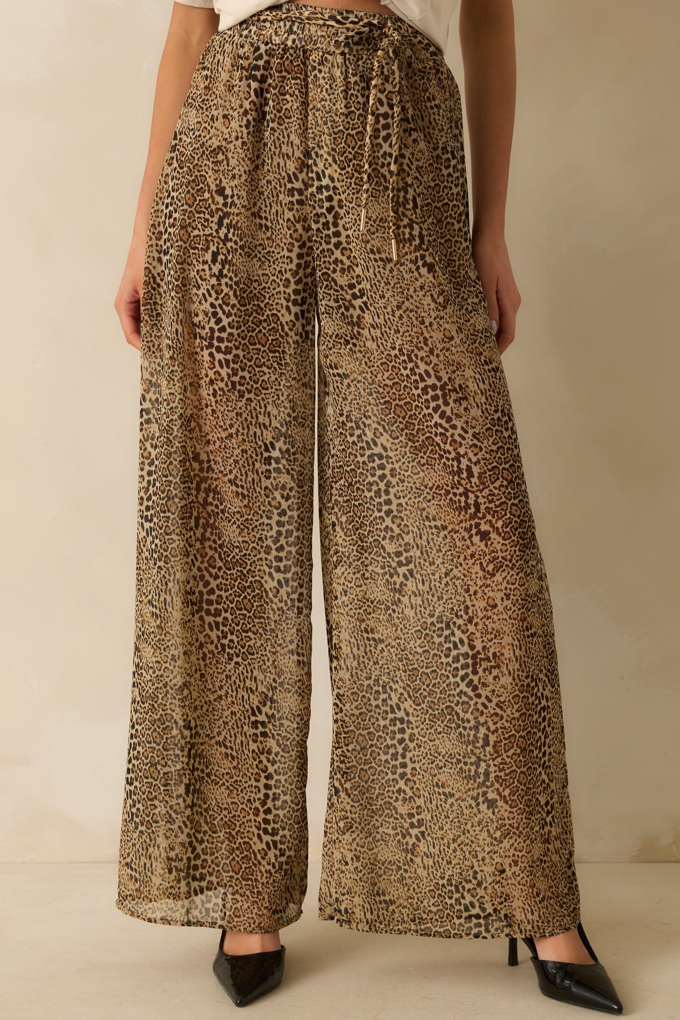Take The Chance Brown Leopard Print High Waisted Wide Leg Pants