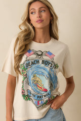 The Beach Boys Ivory Cotton Surf Patrol Boyfriend Tee