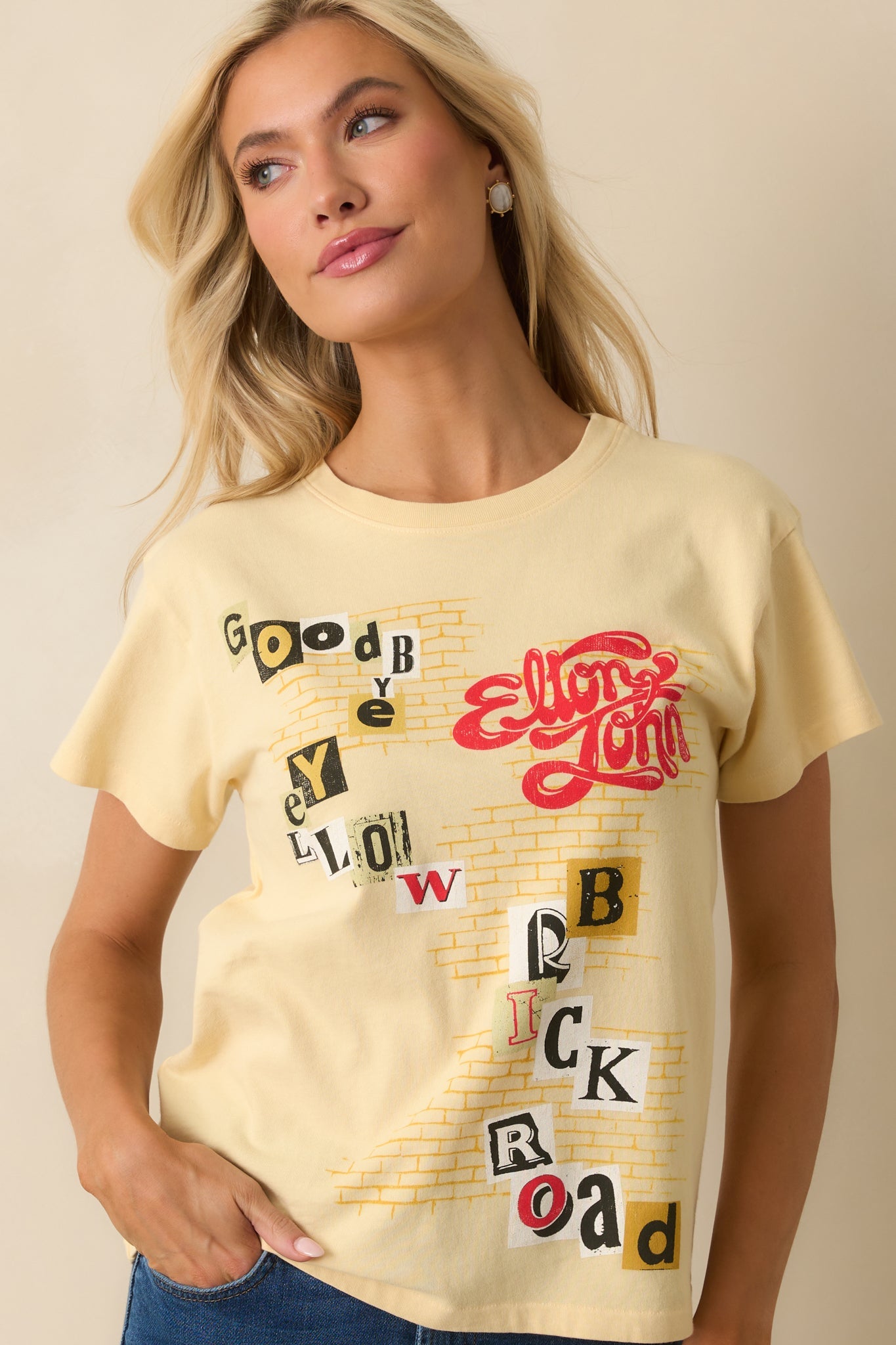 Elton John Yellow Cotton Goodbye Yellow Brick Road Tour Tee