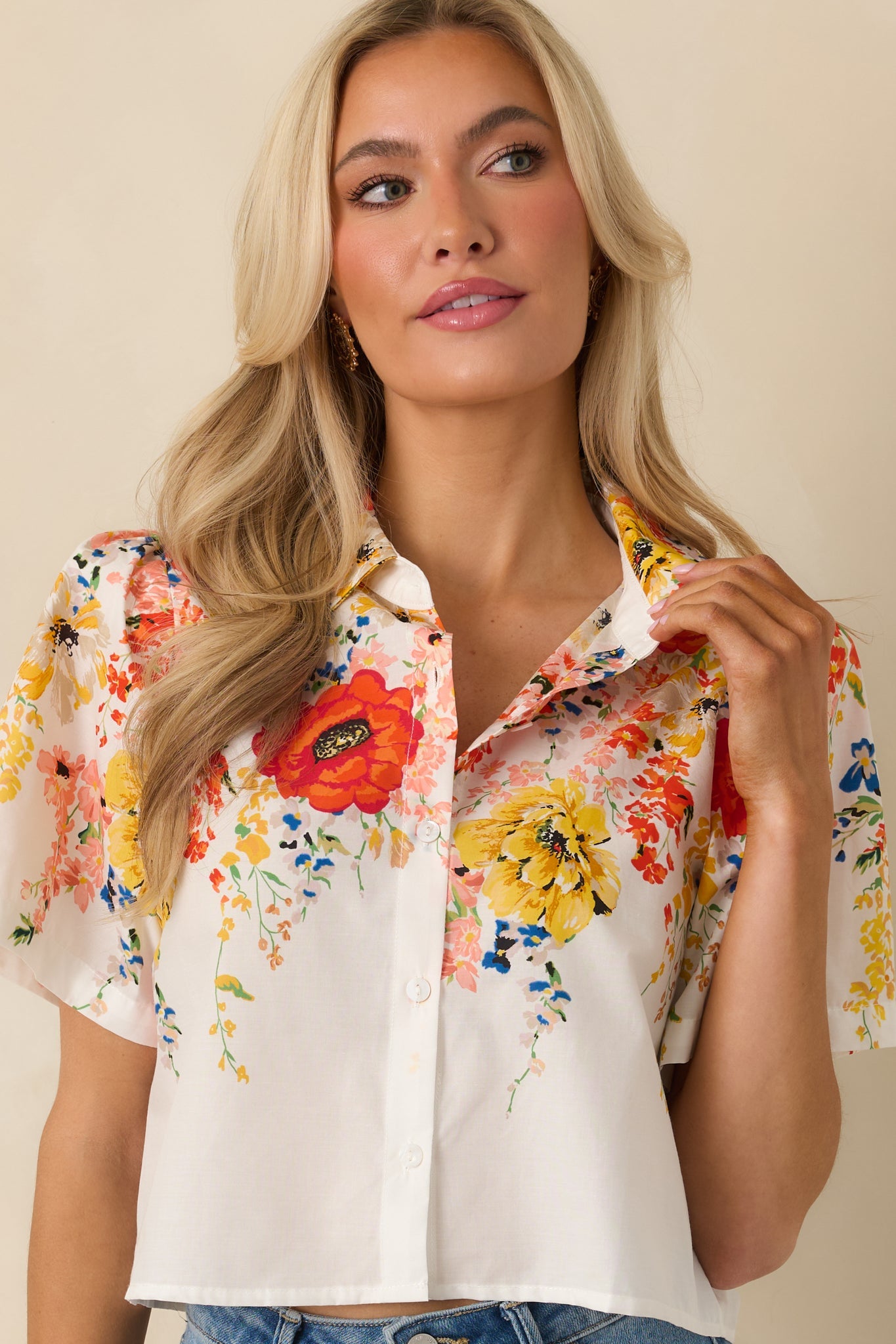 Tomorrow Will Come White Multi Cotton Floral Top