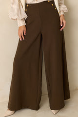 Chart the Course Dark Brown Wide Leg Button Pants