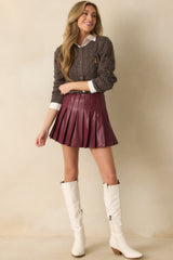 On My Terms Dark Mocha Brown Cable Knit Bear Embroidered Cardigan