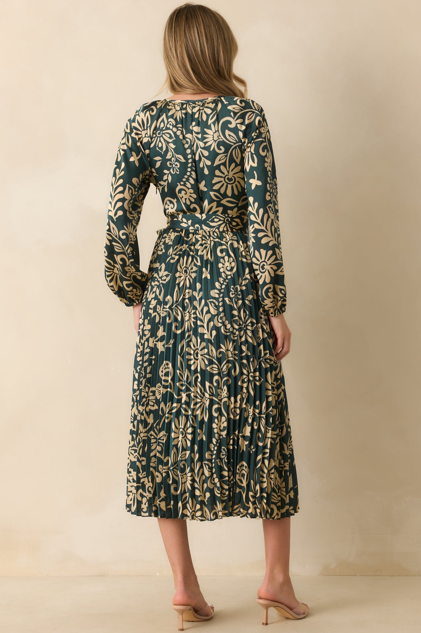 Nothing Has Changed Dark Teal Floral Print Pleated Maxi Dress