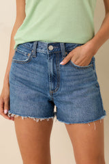 Z Supply Alex Dark Wash High Rise Cut-Off Cotton Denim Shorts