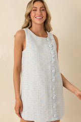 In a Good Mood Light Blue Geometric Mod Style Mini Dress