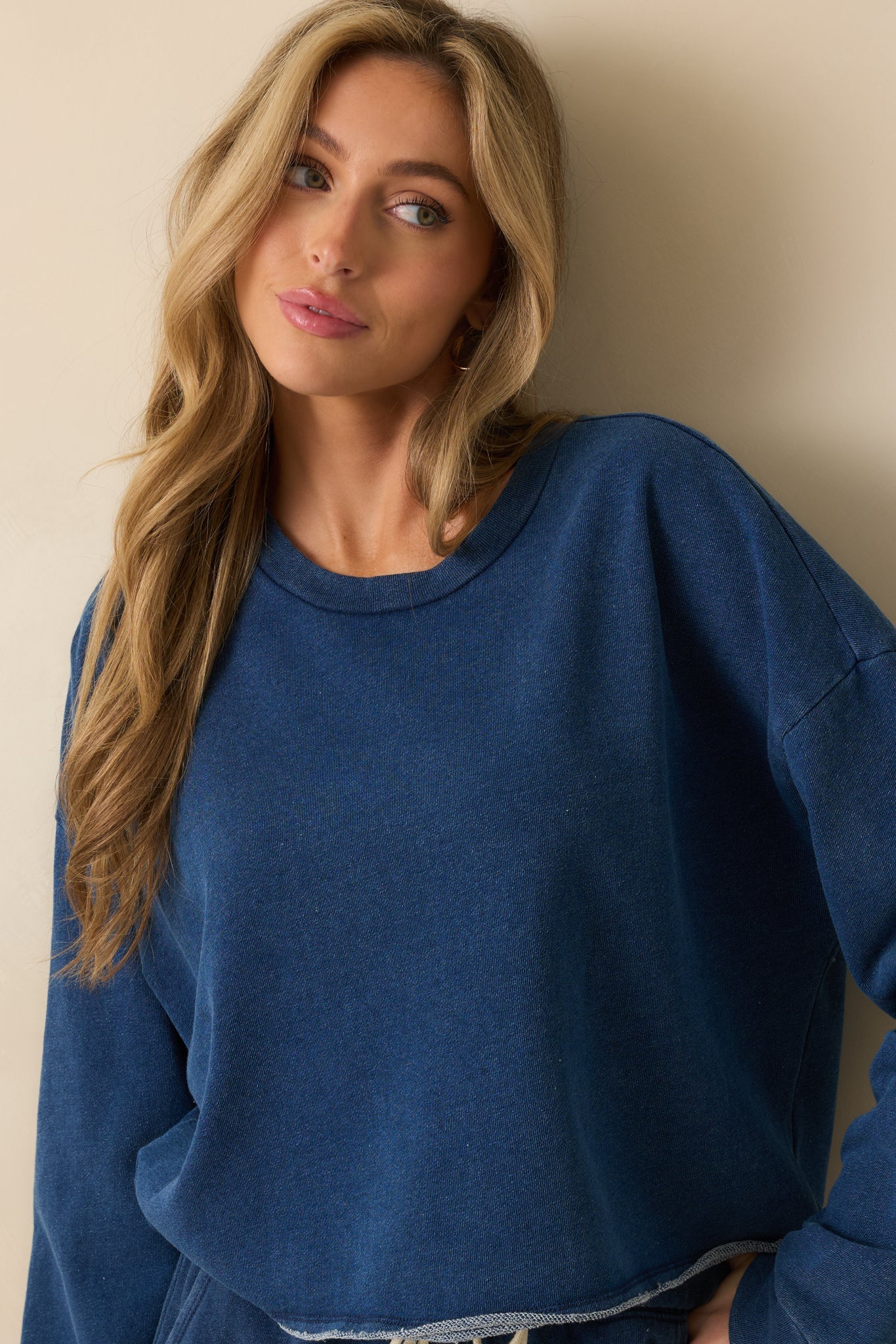 Z Supply Denim Blue Circuit Knit Sweatshirt