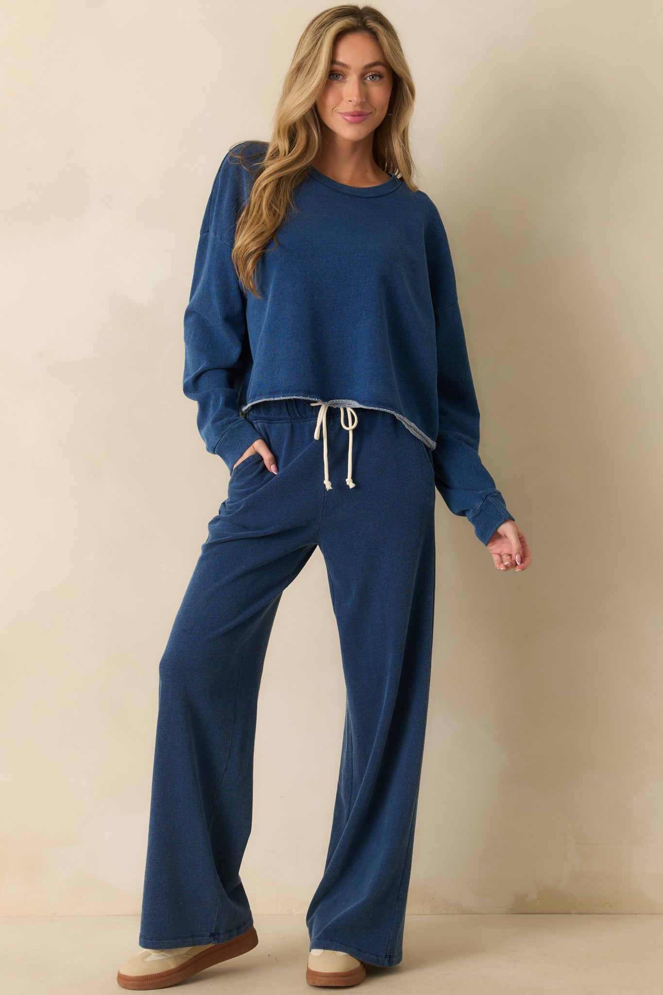 Z Supply Denim Blue Circuit Knit Sweatshirt