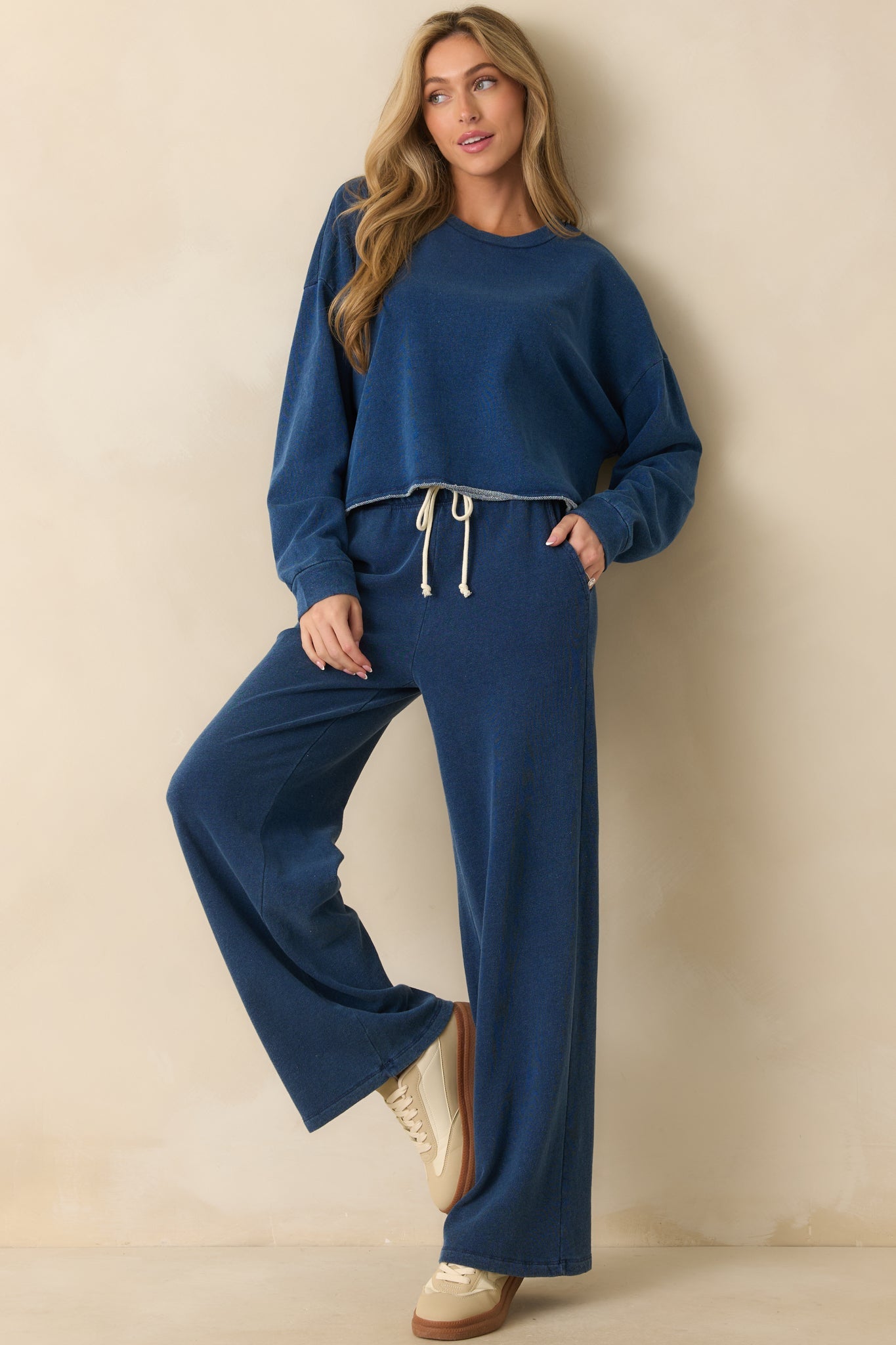 Z Supply Denim Blue Circuit Knit Sweatshirt