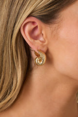 To The Sea And Back Gold Spiral Seashell Earrings