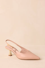 By All Accounts Beige Faux Leather Pointed Toe Kitten Heels