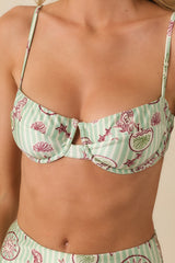 MINKPINK Soleil Green Stripe Bra-Style Bikini Top