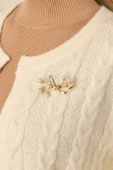Tying It Together Pearl & Gold Bow Design Brooch