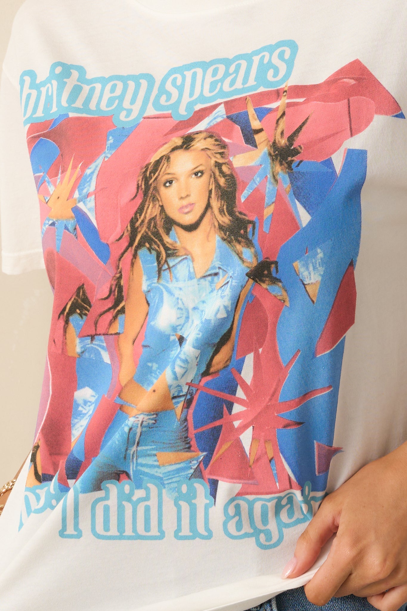 Britney Spears Ivory Cotton Oops I Did It Again Boyfriend Tee