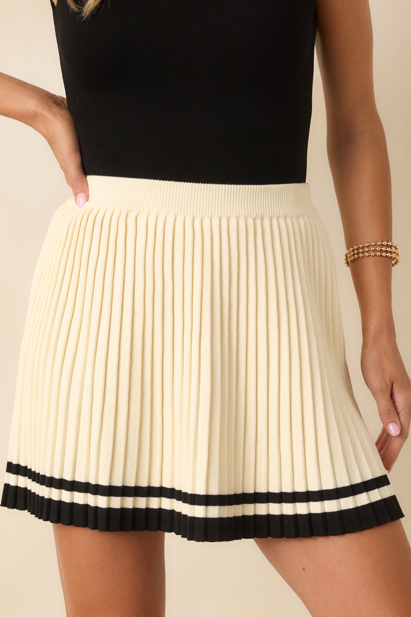 Give It Your All Ivory Pleated Mini Skirt