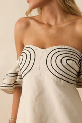 Left An Impression Natural Linen Blend Off The Shoulder Mini Dress