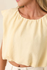Ebb and Flow Light Yellow Blouson Crop Top