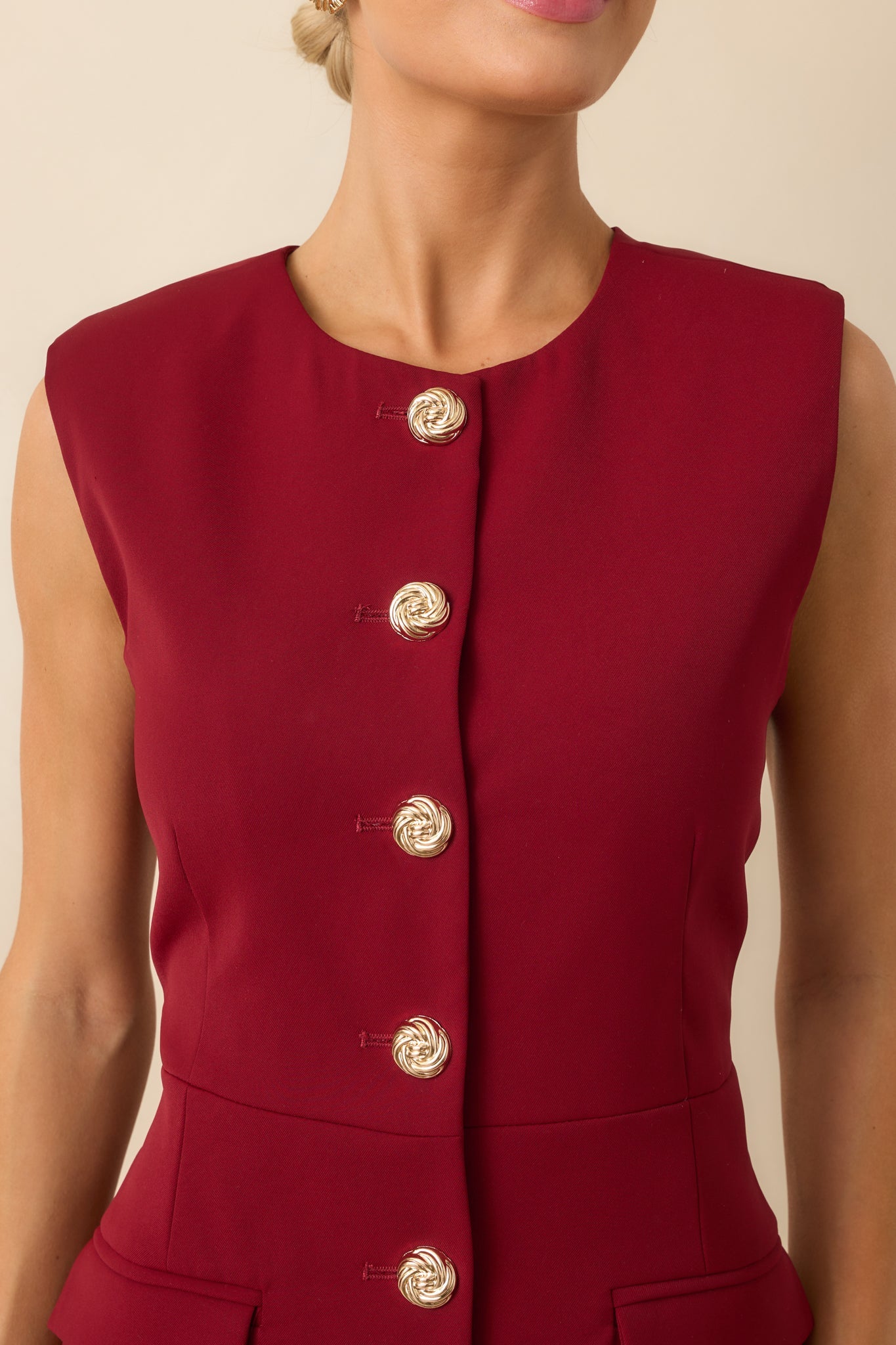 Whatever She Wants Burgundy Sleeveless Tailored Mini Dress