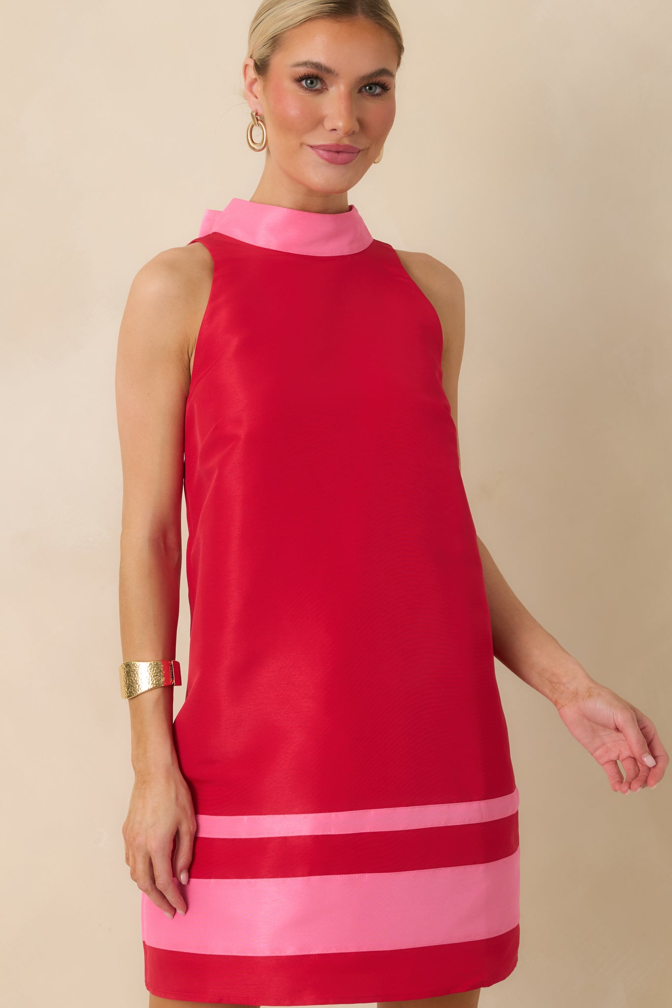 Love You Mean It Red & Pink Bow Back Sleeveless Mini Dress