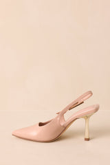 Stood My Ground Beige Patent Pointed Toe Slingback Heels