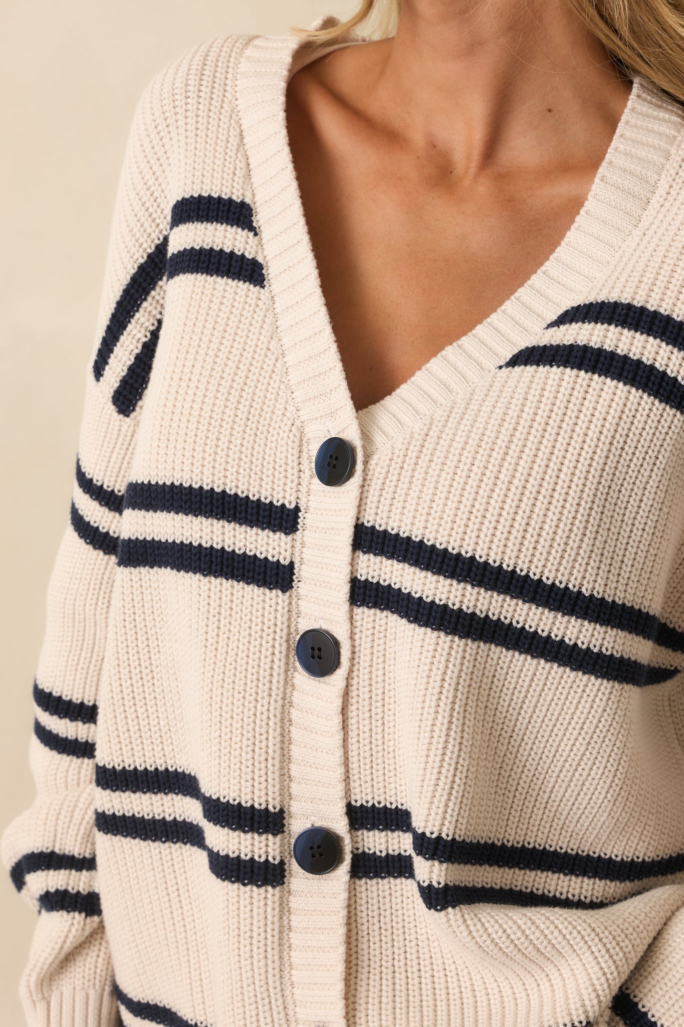 Z Supply Ivory Cotton Boyfriend Striped Cardigan