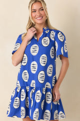 Reel It In Royal Blue Multi Cotton Tiered Mini Dress