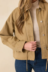 Let's Go There Tan Cotton Twill Utility Jacket