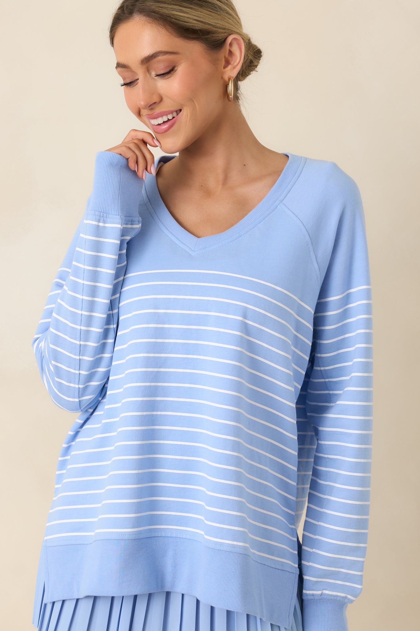 Z Supply Barcelona Blue Weekender Stripe V-Neck