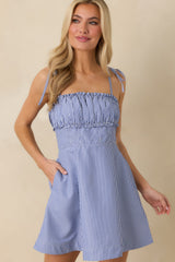 MINKPINK Avery Blue Stripe Mini Dress