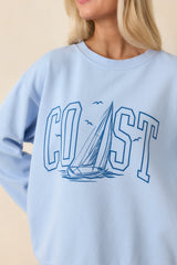 Z Supply Light Blue Coast Cotton Boyfriend Sweatshirt