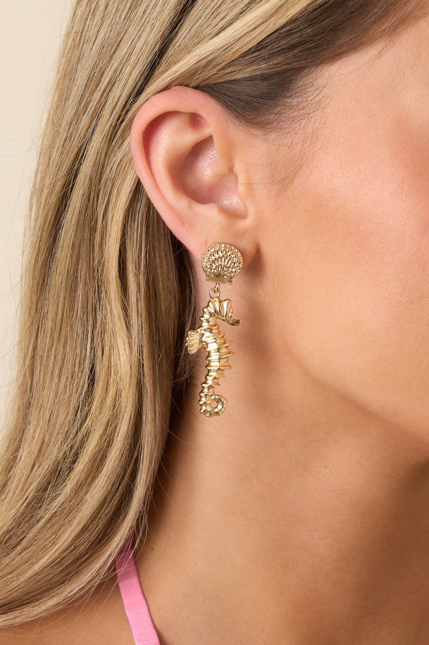 Mermaid Mood Gold Seahorse Drop Earrings