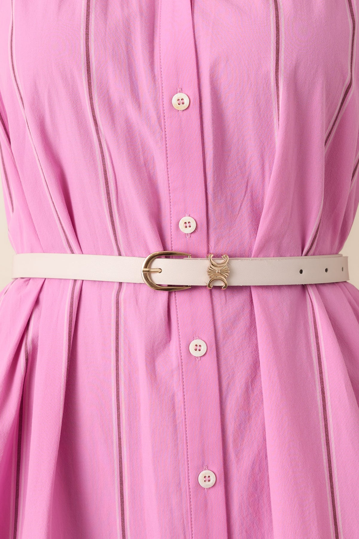 The Finishing Line Ivory Slim Faux Leather Belt