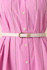 The Finishing Line Ivory Slim Faux Leather Belt