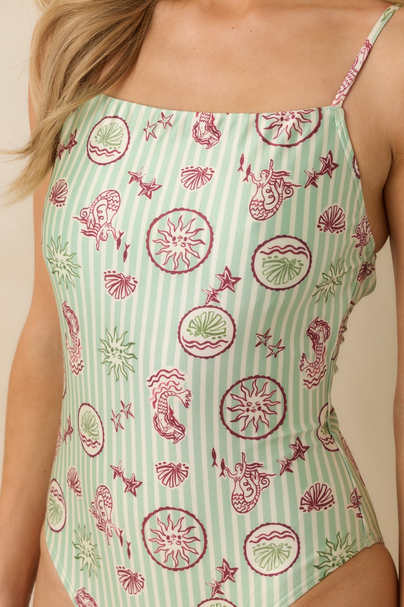 MINKPINK Soleil Green Stripe Low Back One Piece Swimsuit