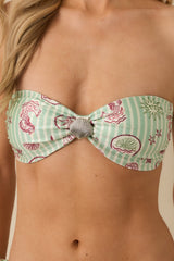 MINKPINK Soleil Green Stripe Shell Detail Bandeau Bikini Top