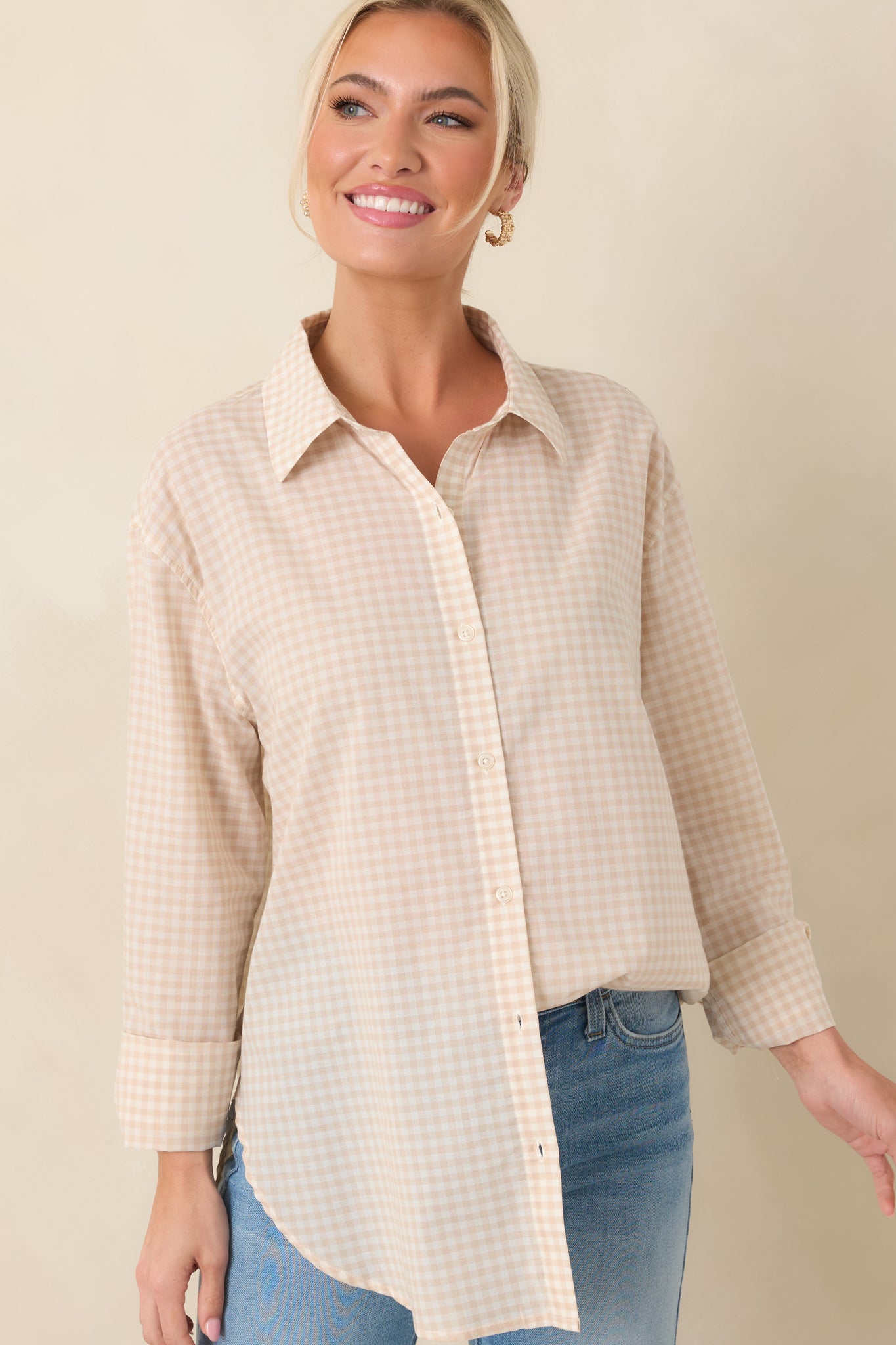 Z Supply Parchment Beige Cotton Seaport Button Up Top