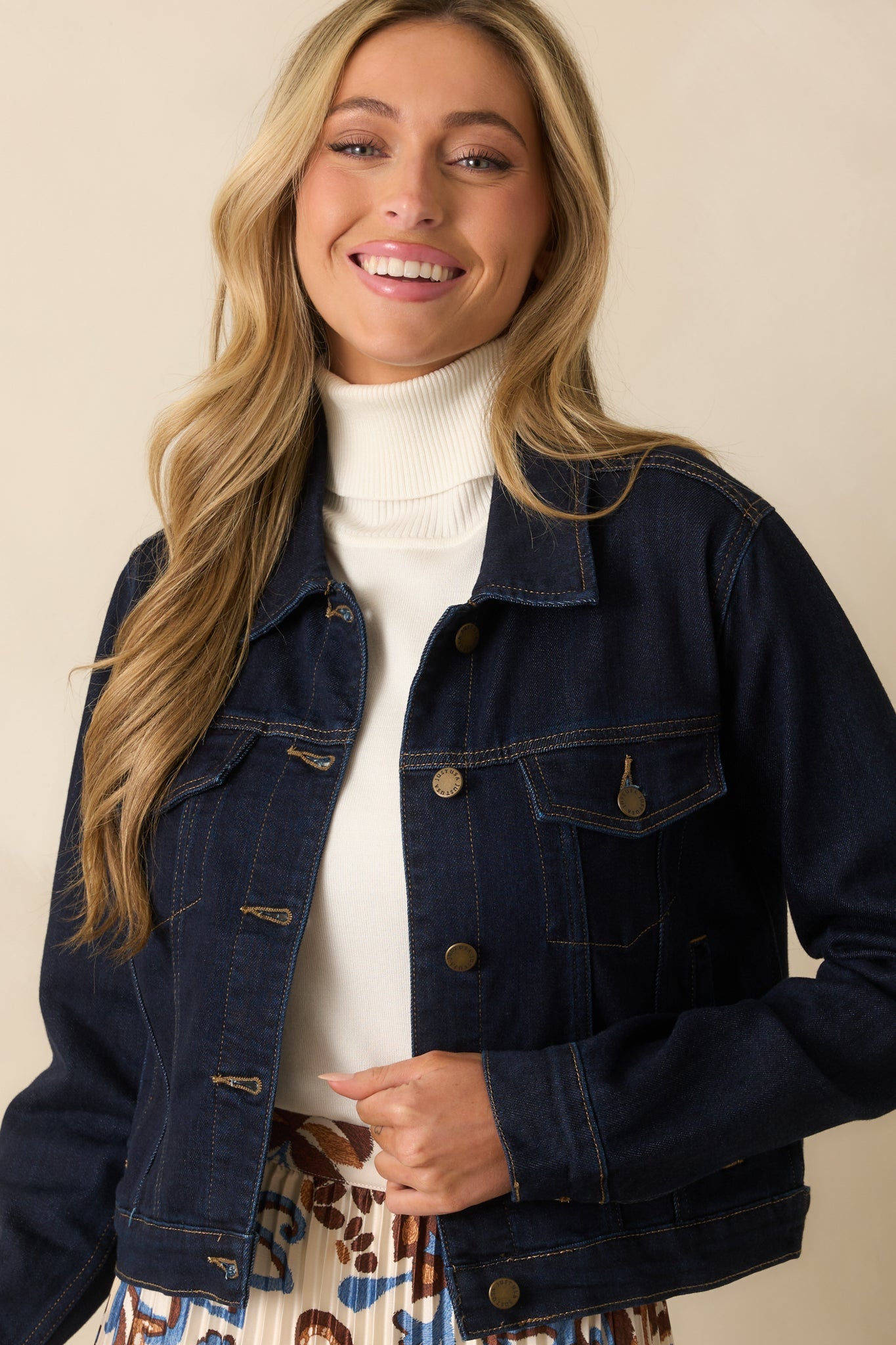 Let's Get This Straight Dark Wash Denim Cropped Jacket