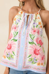 Where You Found Me Ivory Multi Floral Halter Top