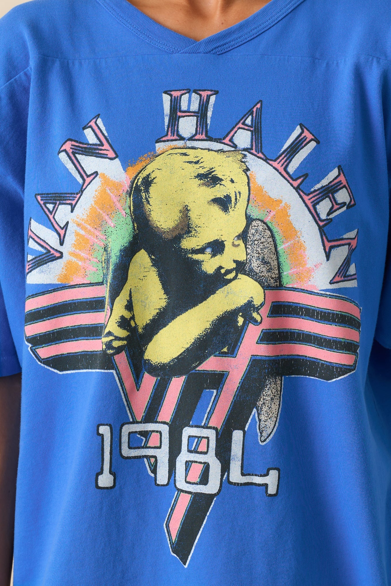 Van Halen Cobalt Blue Cotton 1984 Oversized Jersey Graphic Tee