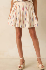 Instant Film Summer Ivory Multi Print Cotton Mini Skirt
