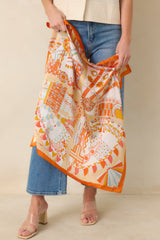 Take The Scenic Route Orange Multi Geometric Pattern Scarf