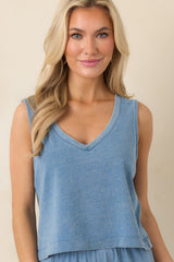 Z Supply Sloane Washed Indigo Cotton Jersey Denim V-Neck Tank