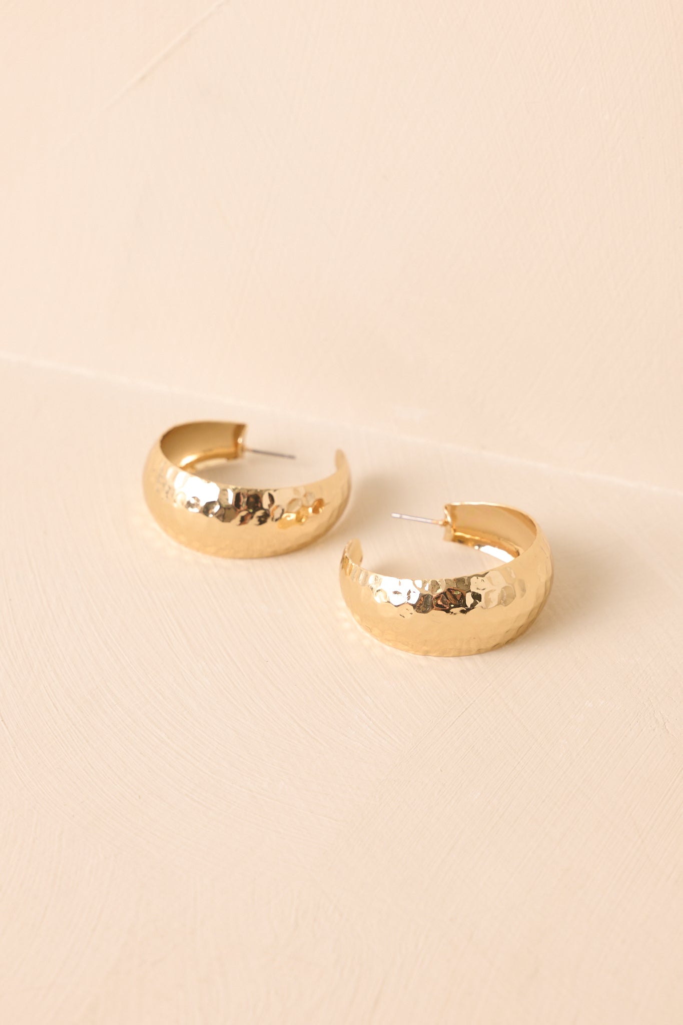 It's A Different Time Hammered Gold Dome Hoop Earrings