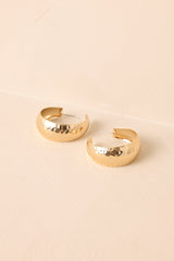 It's A Different Time Hammered Gold Dome Hoop Earrings