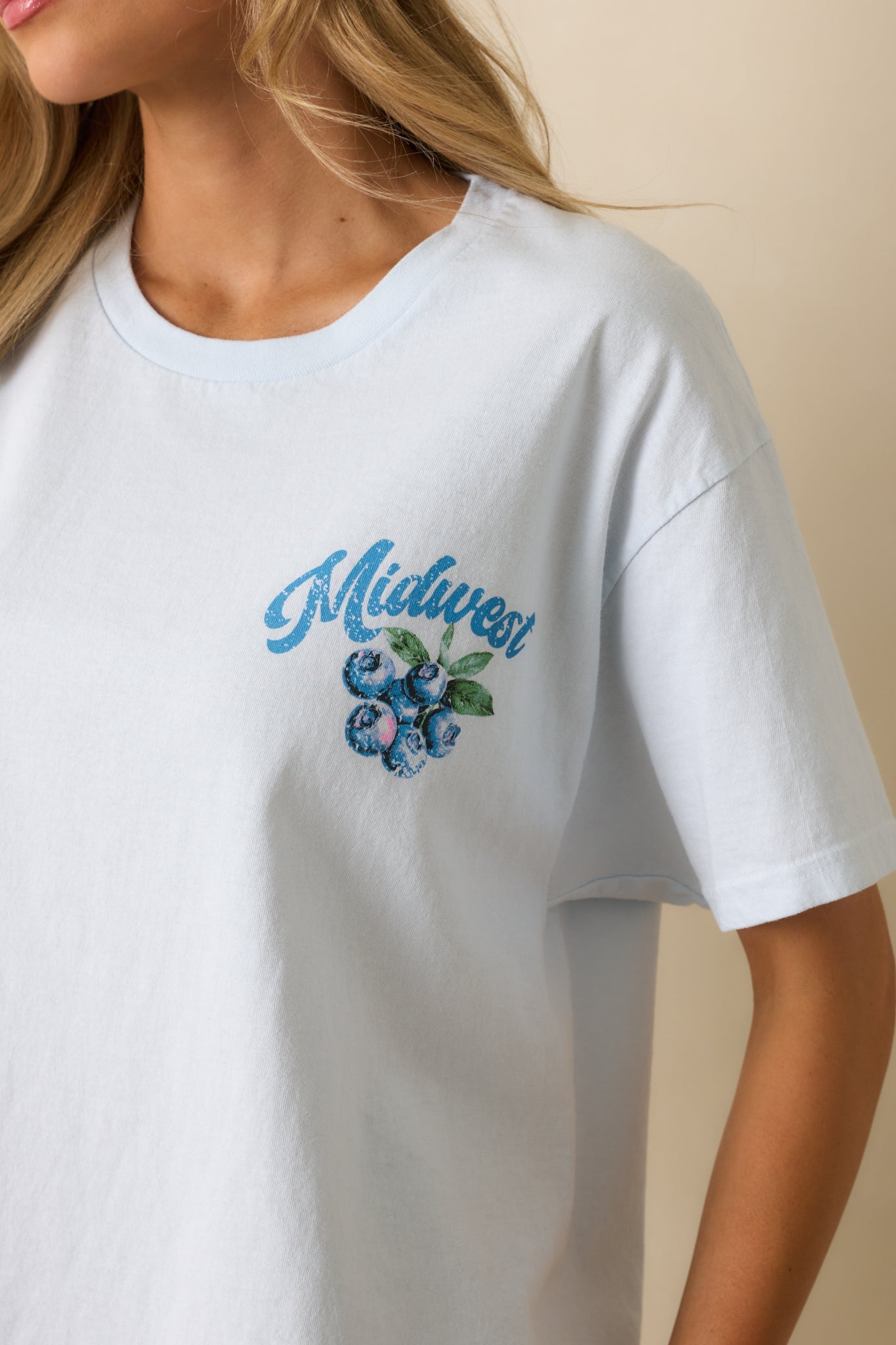 Midwest Is Best Sky Blue Cotton Blueberry Graphic Tee
