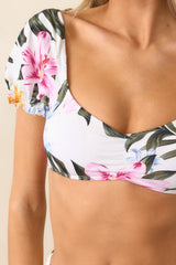 Coastal Sun Ivory Floral Bikini Top