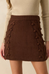 Let's Be Honest Chocolate Brown Cable Knit Mini Skirt