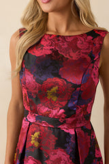 Made You Blush Magenta Pink Multi Floral Jacquard Maxi Dress