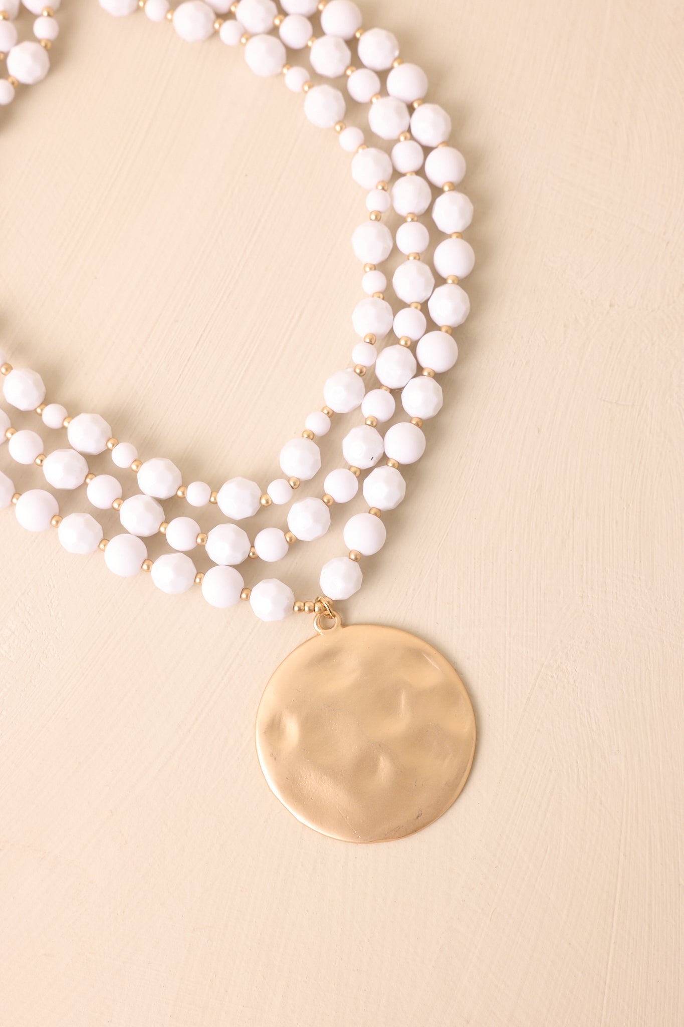 Choosing My Own Path White Bead Layered Statement Necklace
